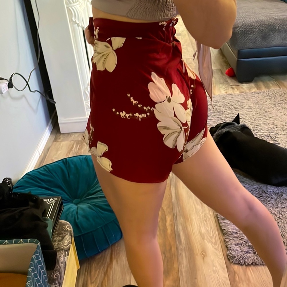 High waisted floral shorts